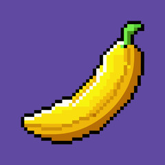 Obraz premium Pixel art banana on purple background