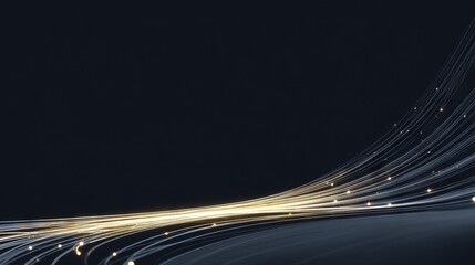 Minimal black background with flowing neon data lines in orange, cyan, and magenta, futuristic technology wave abstract for digital banner, UI header, fintech, network, or innovation concepts