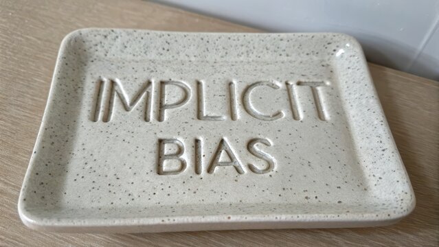 Ceramic Plate with Imprinted Text on Implicit Bias Concept