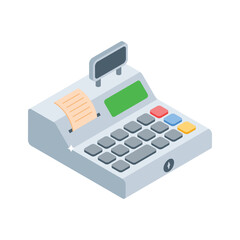 A well crafted isometric icon representing ecommerce cash register