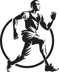 Black and white of a man running in a circle athlete