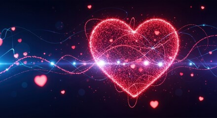 glowing heart on a black background