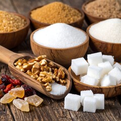 Assorted Sugars and Sweeteners - A Variety of Choices for Sweetening.