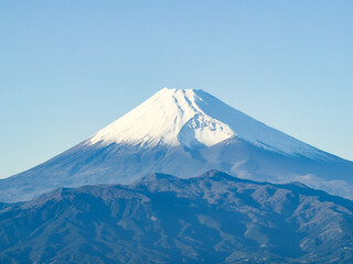 Close-Up of Snow-Capped Mount Fuji Summit from Izu Panorama Park