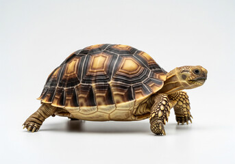 Obraz premium African Spurred Tortoise or Sulcata Tortoise Walking on White Background