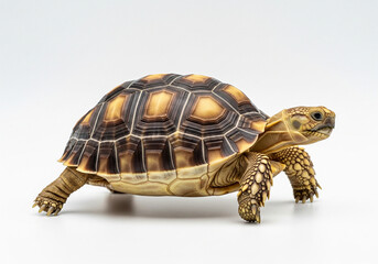 Obraz premium African Spurred Tortoise or Sulcata Tortoise Walking on White Background