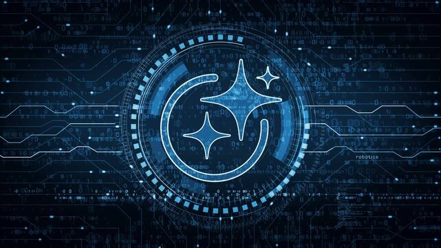 Artificial intelligence Ai symbol abstract digital concept. Network, cyber technology and computer background seamless and looped.