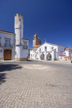 Historic architecture in Largo dos Duques de Beja, Portugal