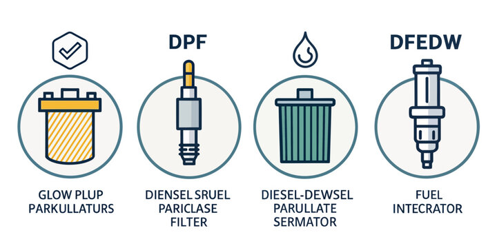 Automotive Parts Diagram: Glow Plugs, Fuel Filters, and Injectors Illustrated