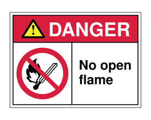 Danger No Open Flame Sign - Prohibitory Fire Safety Icon for Flammable Hazards and Industrial Compliance