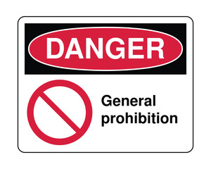 Danger General Prohibition Sign - Universal Red Prohibitory Safety Icon for Restricted Actions
