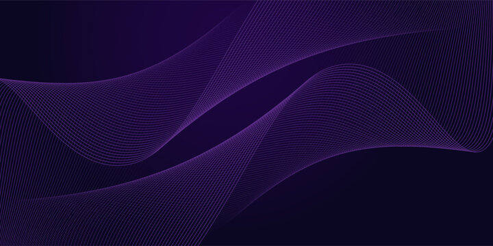 Dot blue purple wave line light gradient dark background. Abstract technology big data digital background.