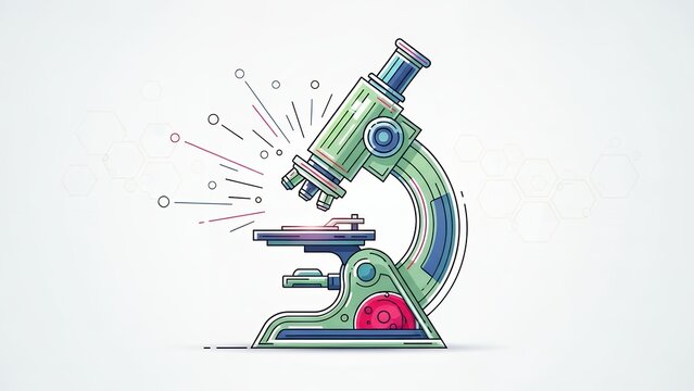 Modern Scientific Microscope Line Art Illustration