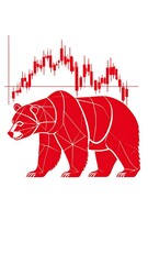 Bear Market Illustration - Red Bear with Stock Chart Background.