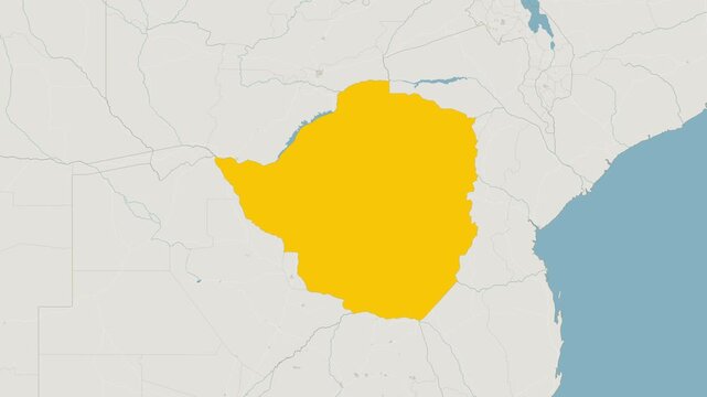World Map Country Zoom Animation - Zimbabwe