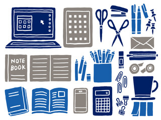 デスクまわりのイラストセット