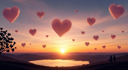 Fototapeta premium heart shaped balloons
