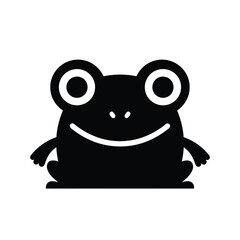 Obraz premium Vector illustration icon a black silhouette of a smiling frog with big eyes