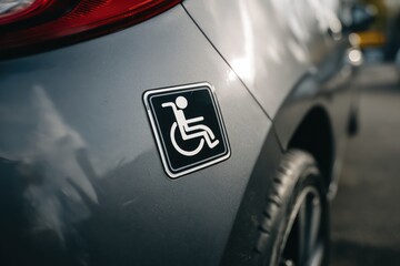 Wheelchair accessible vehicle sticker on car