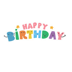 Happy Birthday Wishing Colorful and Cute Font Design