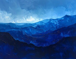 Blue Mountain Range - A Serene Landscape Painting.