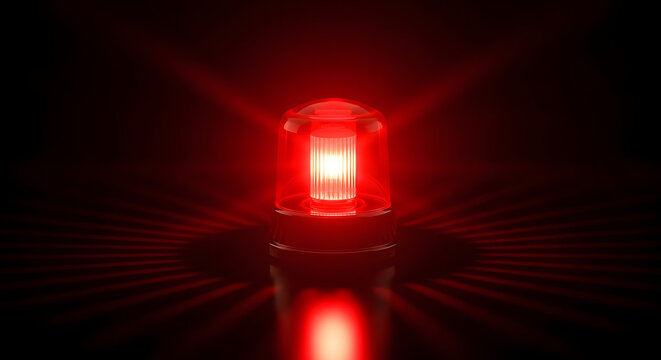 Red emergency siren light glowing