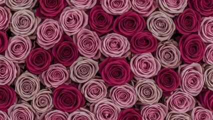 A beautiful array of pink and fuchsia roses creating a romantic floral background