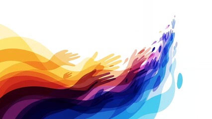 Obraz premium Colorful Abstract Waves of Hands Representing Unity and Support