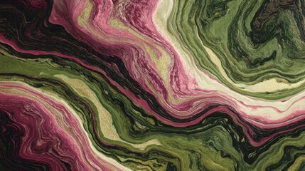Obraz premium Earthed green and rose veins swirling, background 