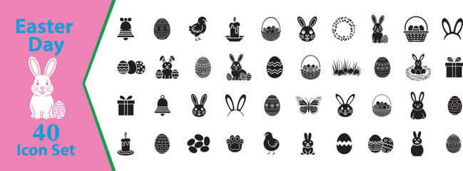 Easter Day Icon Set Vector