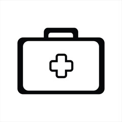 Obraz premium Minimal First Aid Kit Box Icon Black and White Vector
