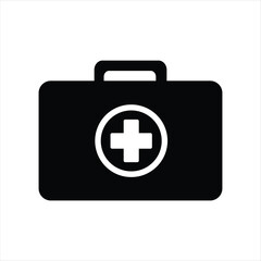 Fototapeta premium Minimal First Aid Kit Box Icon Black and White Vector
