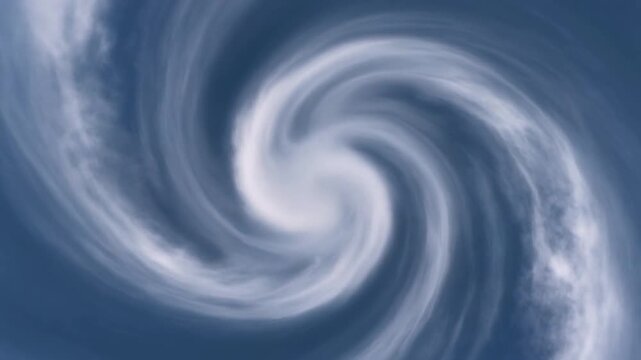 Aerial timeleapse of a swirling storm system with dense clouds and vortex formation in the atmosphere