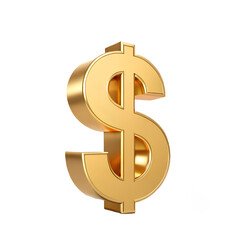Obraz premium 3D Golden Dollar Sign, Currency Symbol isolated on transparent background, dollar, sign, symbol