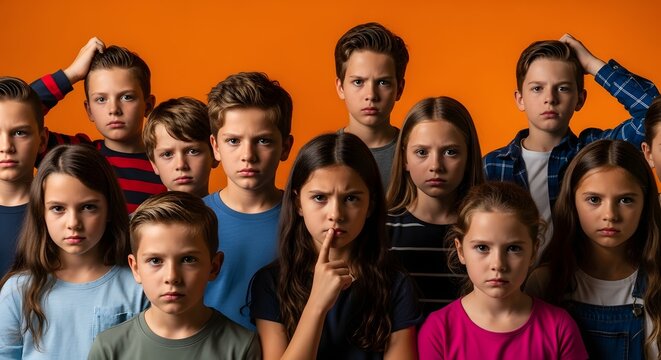 A group of teenagers with various expressions on their faces