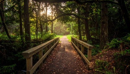 Fototapeta premium Bridge to Serenity - A Path Through the Forest.