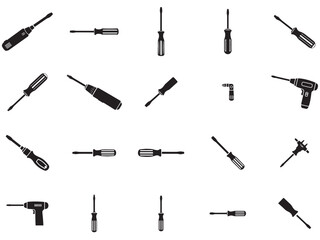 Naklejka premium Silhouette of various wrenches on white background for repair and maintenance concepts