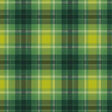Seamless green and yellow plaid pattern with a classic tartan design and subtle texture