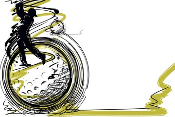 illustration​  Golf​ swing​ creates  a​ gold​en​ spiral​