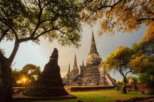 Wat Phra Si Sanphet temple on the site of the old Royal Palace, Ayutthaya Historical Park, Ayutthaya, Thailand