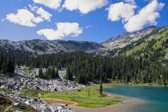 Marriott Meadows and Lower Marriott Lake in the Marriott Basin, British Columbia, Canada
