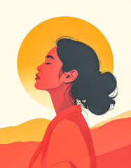 Stylized Female Profile Illustration in Warm Tones
暖色で描かれた女性の横顔イラスト