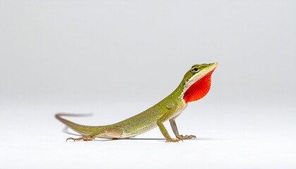 Green lizard with red throat display.