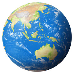 Fototapeta premium View of the Earth Globe from Space showing Indonesia in the image center. No labels at all.