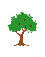 Cartoon Tree with Fruit - Simple and Colorful Illustration.