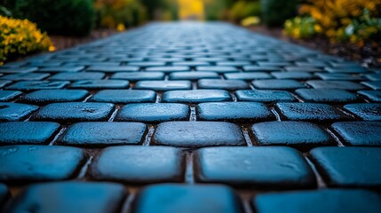 Outdoor Cobblestone Pathway.