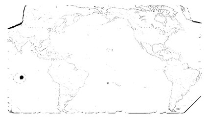 World map outline in black and white, blank global projection for travel and geography themes © XUB 