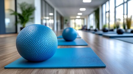 Pilates studio with balls.