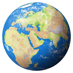 View of the Earth Globe from Space showing Kuwait