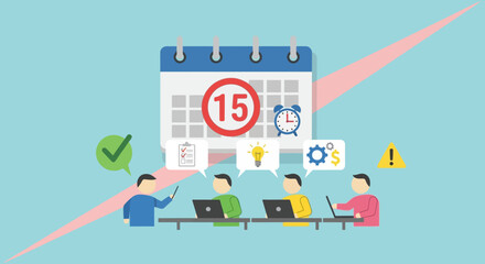 Fototapeta premium Teamwork and productivity with calendar deadline and task management.